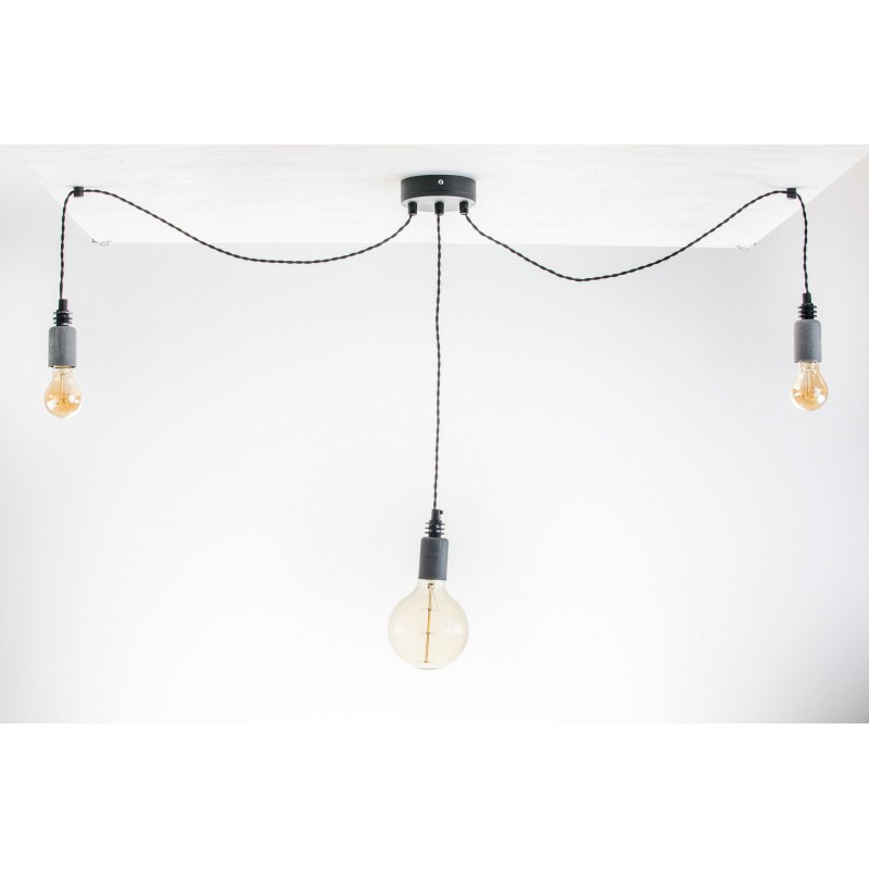 Lampa pająk wisząca żarówka BETON 3NP lampa industrialna loftowa testerbis ręcznie robiona 3 żarówek