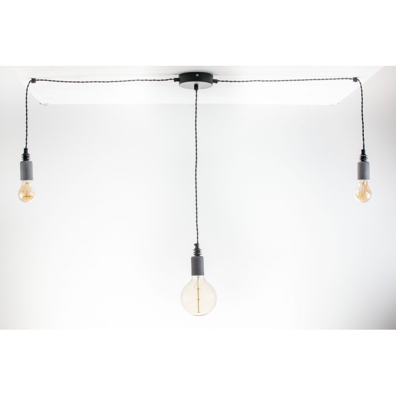 Lampa pająk wisząca żarówka BETON 3NP lampa industrialna loftowa testerbis ręcznie robiona 3 żarówki